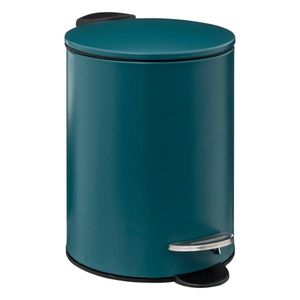 Prullenbak/pedaalemmer - metaal - petrol blauw - 3 liter - 16 x 25 cm - Badkamer/toilet