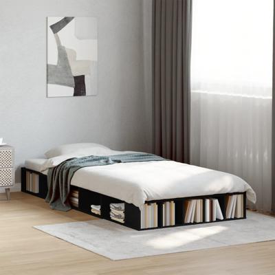 Bedframe bewerkt hout zwart 90x200 cm