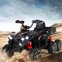 12V Elektrisch Kindervoertuig met 6 Wielen 4 Aandrijving Kinderquad op Batterijen Achterbak LED-Verlichting Muziek Verhaal Zwart - thumbnail