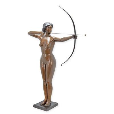 A BRONZE SCULPTURE OF DIANA THE ARCHER