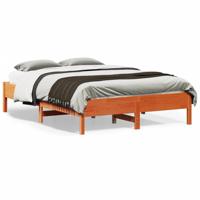 Bedframe zonder matras massief grenenhout wasbruin 135x190 cm