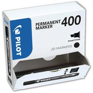 Pilot 400 permanente marker Beitelvormige punt Zwart 20 stuk(s)