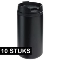 10x Thermosbekers/warmhoudbekers metallic zwart 290 ml - thumbnail