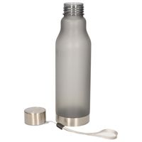 Waterfles/drinkfles/sportfles - zwart - kunststof - rvs - 600 ml - thumbnail