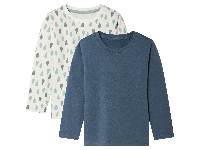 lupilu 2 Kinder thermoshirts (Patroon/grijs/blauw, 122/128)