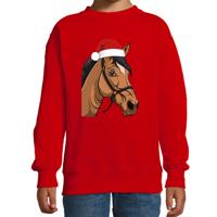 Kersttrui / sweater boerderijdieren - kinderen - Paard - rood - kerstmuts - Kerstmis