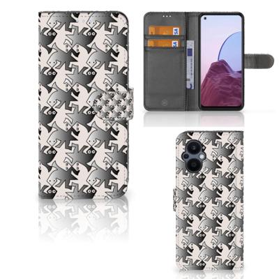 OPPO Reno 8 Lite | OnePlus Nord N20 | Telefoonhoesje | Met pasjeshouder | Salamander Grey