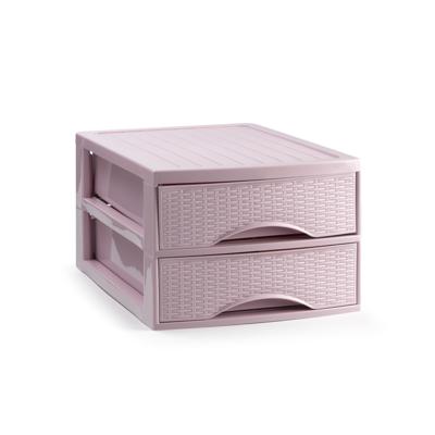 Ladekastje bureau organizer SORTED - 2 lades - roze - L26 x B35 x H19 cm - kunststof
