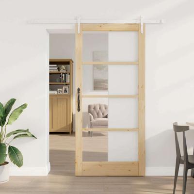 Schuifdeur Bruin 93 x 202 cm Hout en metaal