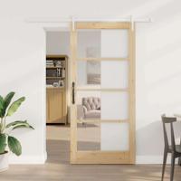 Schuifdeur Bruin 93 x 202 cm Hout en metaal