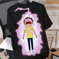 Rick and Morty Men's Graphic T-Shirt - Black Loose Fit Cartoon Tee S