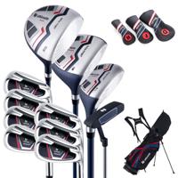 Complete Herrem Golfclubset 11-Delige Set Golfclubs Rechtshandig met Draagtas en Regenhoes-Blauw