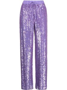 P.A.R.O.S.H. pantalon droit à ornements de sequins - Violet