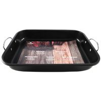 Zwarte ovenbraadpan/braadslede 39 x 29 cm RVS - thumbnail