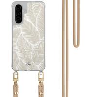 Samsung Galaxy A36 hoesje met beige koord - Palm leaves beige