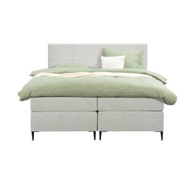 Boxspring Liv geblokt - ecru - 180x200 cm - slanke poot - Leen Bakker