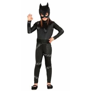 Zwarte kat/poes Halloween catsuit voor meiden 10-12 jaar (140-152)  -