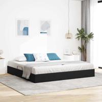 Opslag bed met matras met hoofdeinde Zwart 200 x 200 cm Fluweel