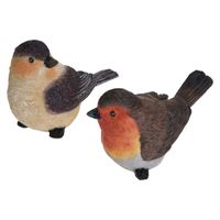 Tuin/huis decoratie beeldjes set van 2x vogeltjes - polystone - 12 cm