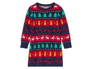 lupilu Gebreid kerstjurkje (110/116, Donkerblauw gestreept/rood gestreept)