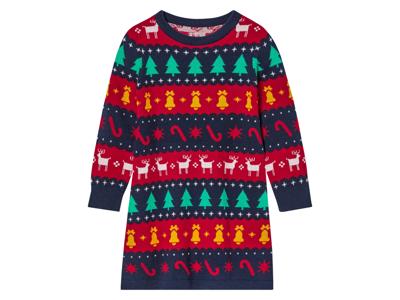 lupilu Gebreid kerstjurkje (122/128, Donkerblauw gestreept/rood gestreept)