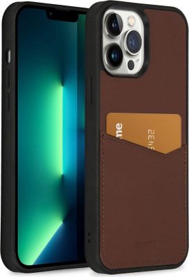 AccezzPremium Leather Card Slot Backcover iPhone 13 Pro Max Telefoonhoesje Bruin
