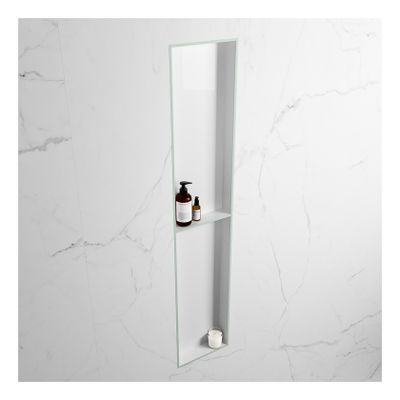 Wandnis Solid Surface Easy | In- en opbouw | 30x90x8 cm | 2 vakken | Greey/Talc
