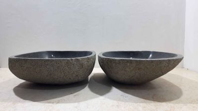 Riviersteen wasbakken set RM220343AB, 46x39x15 cm