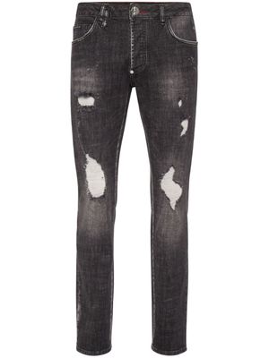 Philipp Plein jean droit à effet taches de peinture - Noir