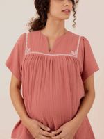 Zwangerschapsblouse Farah ENVIE DE FRAISE van katoengaas rozenhout - thumbnail