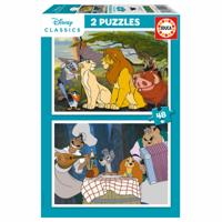 Set van 2 Puzzels Disney Lion King and Lady and the Tramp 48 Onderdelen