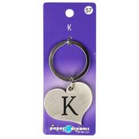 Paper Dreams sleutelhanger hart letter K 10 x 4 cm staal zilver - thumbnail