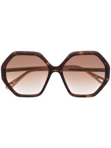 Chloé Eyewear lunettes de soleil à effet écaille de tortue - Marron