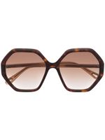 Chloé Eyewear lunettes de soleil à effet écaille de tortue - Marron - thumbnail