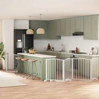 VidaXL Hondenhek inklapbaar met deur 6 panelen 480 cm populierhout wit