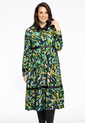 Yoek Jurk ruffled ALLIE | Groen | Maat 58/60