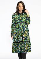 Yoek Jurk ruffled ALLIE | Groen | Maat 50/52 Yoek Jurk ruffled ALLIE | Groen | Maat 50/52