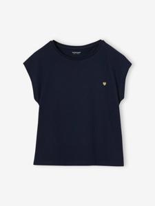 Effen Basics meisjesshirt met korte mouwen marineblauw