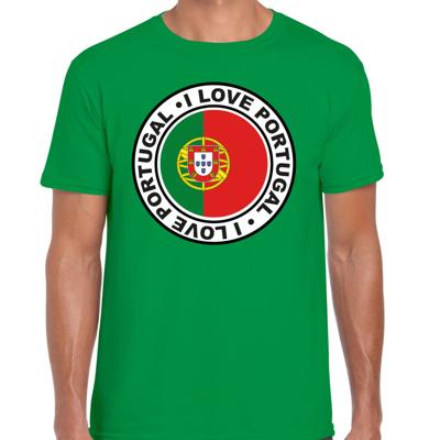 Verkleed T-shirt voor heren - I love Portugal - groen - voetbal supporter - themafeest Verkleed T-shirt voor heren - I love Portugal - groen - voetbal supporter - themafeest