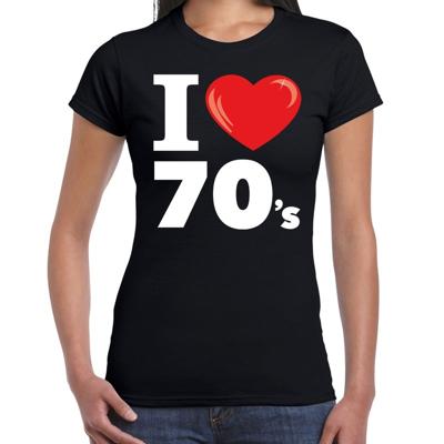 I love 70's thema t-shirt - wit - voor dames - Seventies verkleedkleding - korte mouwen
