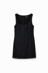 Korte jurk met kant - BLACK - S