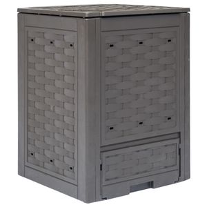 VidaXL Compostbak 300 l 60x60x83 cm kunststof rattan bruin