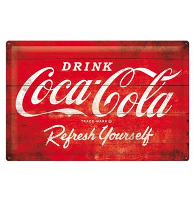Metalen Bord 40 x 60cm Coca-Cola - Logo Red Refresh Yourself