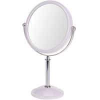 Witte make-up spiegel rond dubbelzijdig 18 x 24 cm