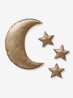 Maan en sterren glitter stickers gouden glitter - thumbnail