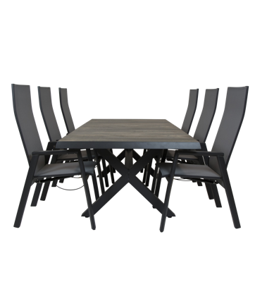 Qopps Admiral tafel 224 x 104 antraciet met Tuinstoel Palsa