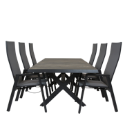 Qopps Admiral tafel 224 x 104 antraciet met Tuinstoel Palsa