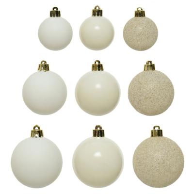 Decoris kerstballen - 30x - kunststof - wol wit - 4, 5 en 6 cm