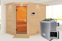 Karibu | Tanami Sauna met Dakkraag | Biokachel 9 kW Externe Bediening - thumbnail