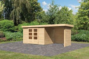 Woodfeeling | Tuinhuis Askola 5 met Overkapping 2,8, Zij- en Achterwand | Onbehandeld